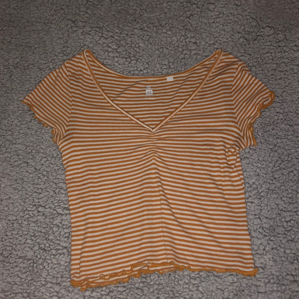 yellow and white striped top